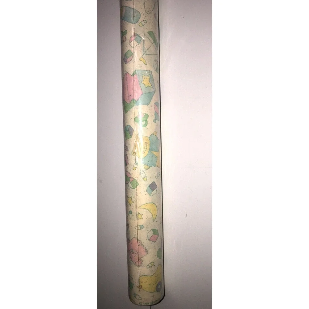 Vintage 1990 Hallmark‎ Baby Shower Birthday Gift Wrapping Paper Ambassador NEW